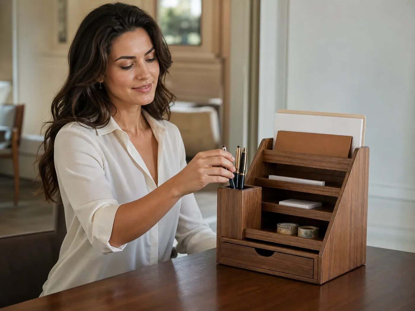 wood desk organizer
